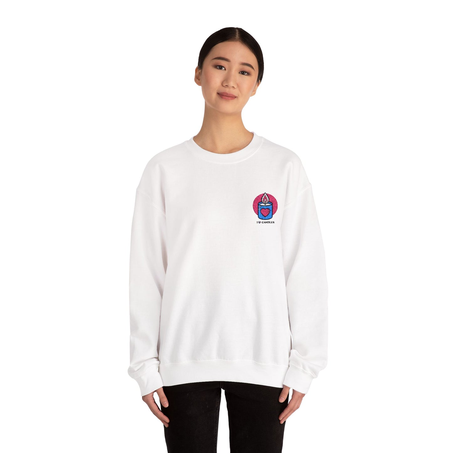 "I ❤️Candles" Embroidered Unisex Heavy Blend™ Crewneck Sweatshirt