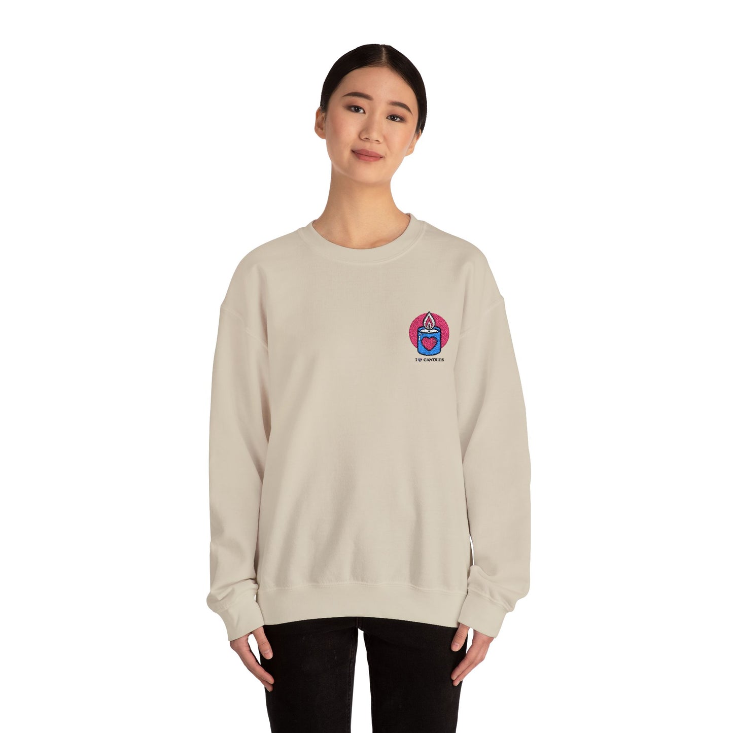 "I ❤️Candles" Embroidered Unisex Heavy Blend™ Crewneck Sweatshirt