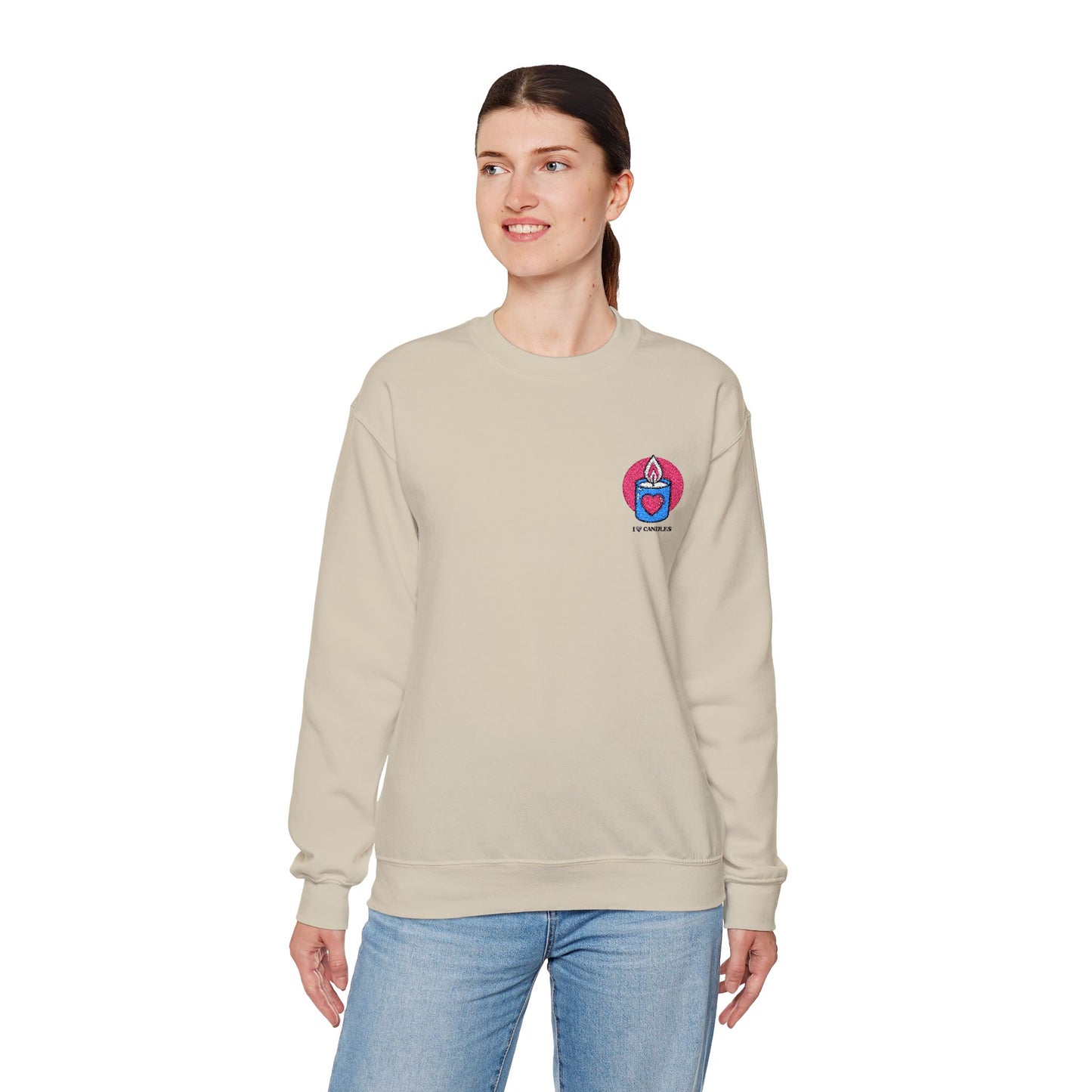 "I ❤️Candles" Embroidered Unisex Heavy Blend™ Crewneck Sweatshirt