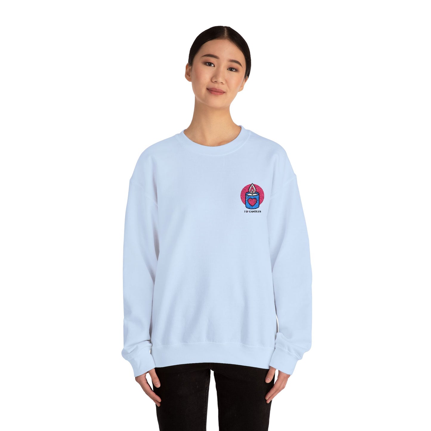 "I ❤️Candles" Embroidered Unisex Heavy Blend™ Crewneck Sweatshirt