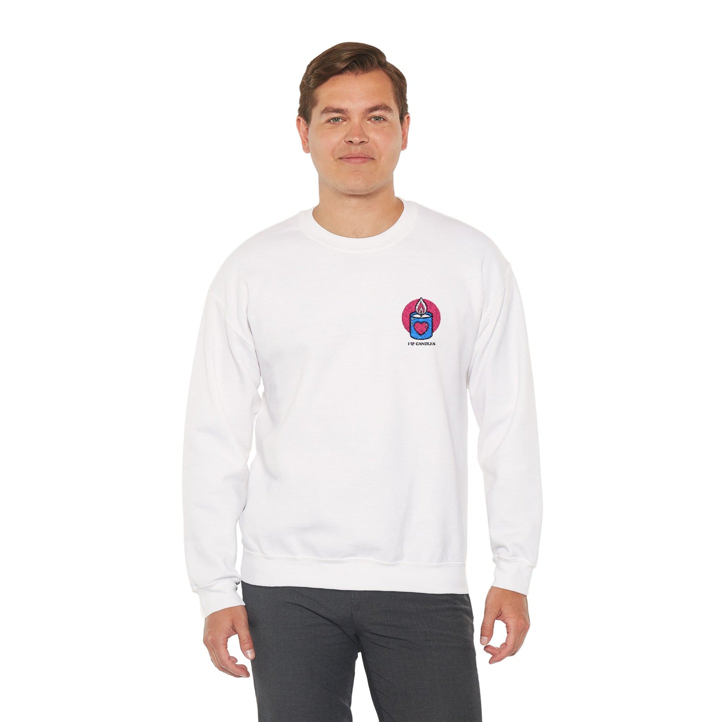 "I ❤️Candles" Embroidered Unisex Heavy Blend™ Crewneck Sweatshirt